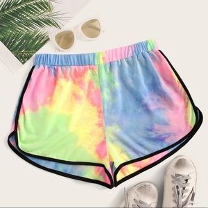 NWOT pastel tie dye cotton shorts 🌸 blue pink yellow summer shorts/bottoms PLT
